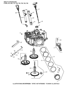 Kt735-3092 Crankcase Diagram and Parts List for KT735-3092  Cub Cadet Lawn Tractor